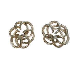 Vintage Sarah Coventry Gold Tone Tailored Swirl Clip On Earrings EUC